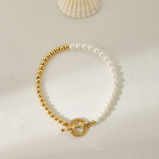 Crafted Pearls and Gilded Bracelet