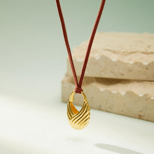 Swan Feather Leather Rope Pendant Necklace