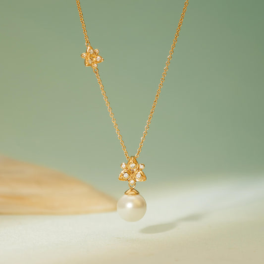 Iris & Pearl Pendant Necklace