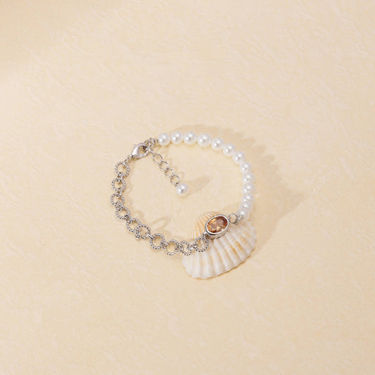 Crafted Half Pearl Half Chain Bracelet