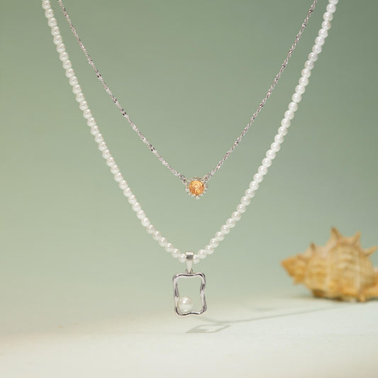 Photo Frame Double Pendant Necklace
