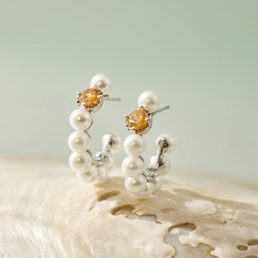Crafted Pearls Hoop Earrings