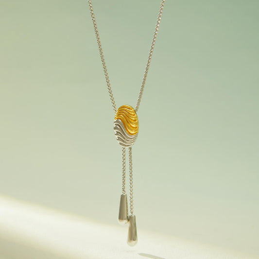 Y-shaped Water Ripples Snake Chain Lariat Necklace