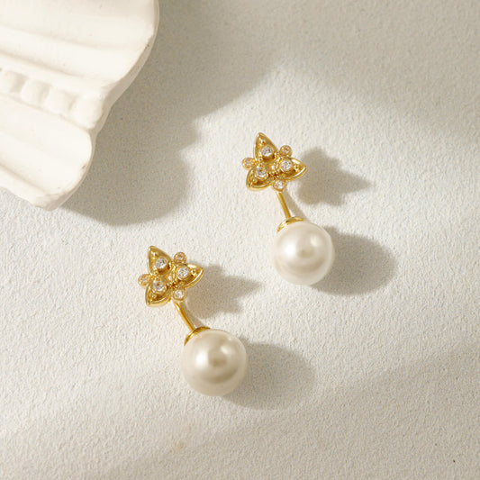 Iris & Pearl Stud Earrings