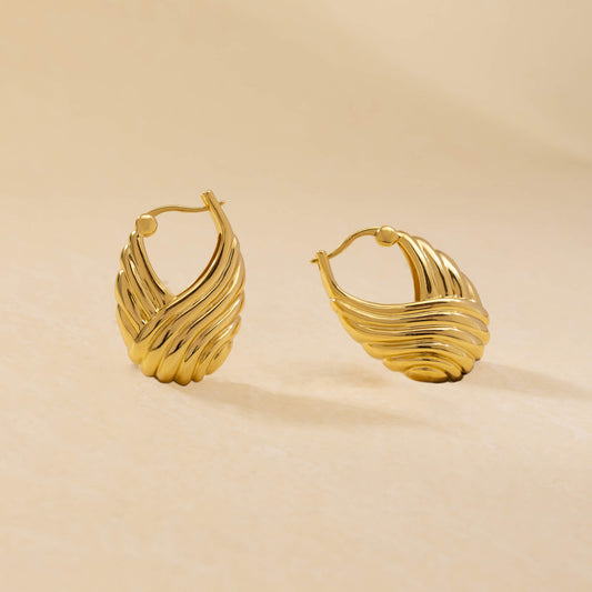 Swan Feather Hoop Earrings