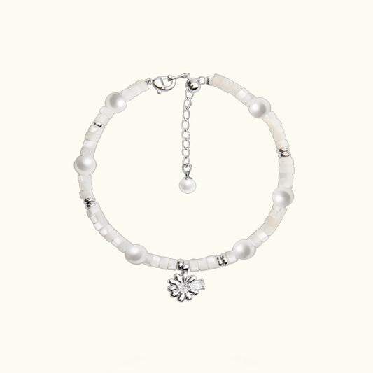 Daisy White Caladium Beaded Bracelet