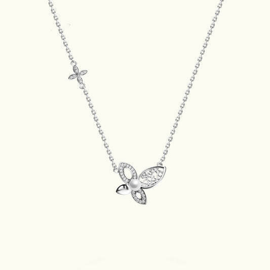 Butterfly Pearl Pendant Necklace