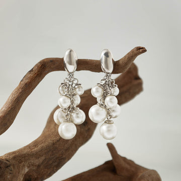 Grape Pearls Drop Earrings