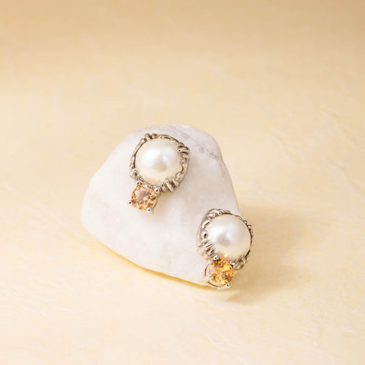 Crafted Pearl Stud Earrings