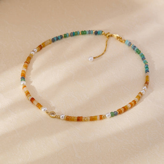 Van Gogh Painting-inspired Colored Gemstones Beaded Necklace