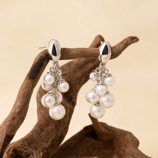 Grape Pearls Drop Earrings