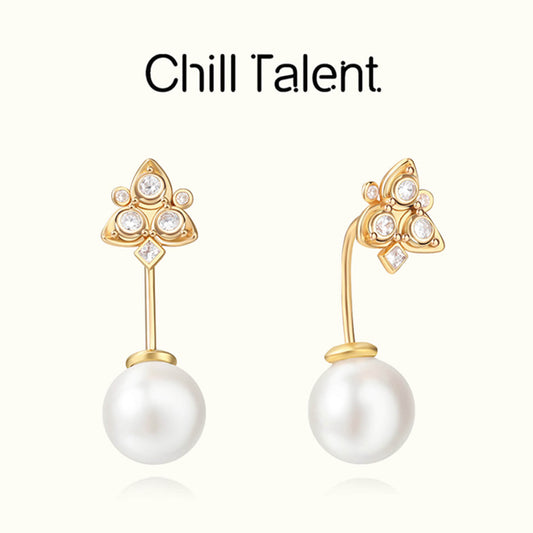 Iris & Pearl Stud Earrings