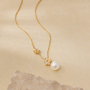 Iris & Pearl Pendant Necklace