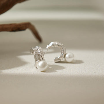 South France Arch Pearl Hoop Earrings
