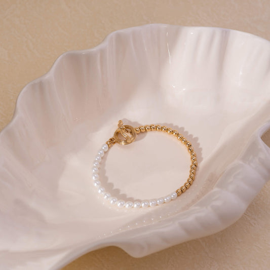 Crafted Pearls and Gilded Bracelet