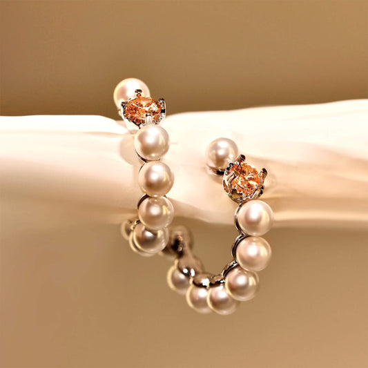 Crafted Pearls Hoop Earrings