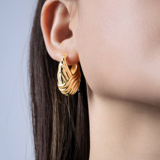 Swan Feather Hoop Earrings