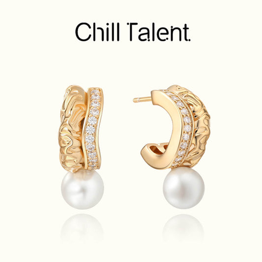 South France Arch Pearl Hoop Earrings