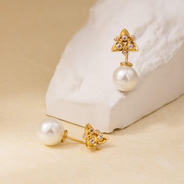 Iris & Pearl Stud Earrings