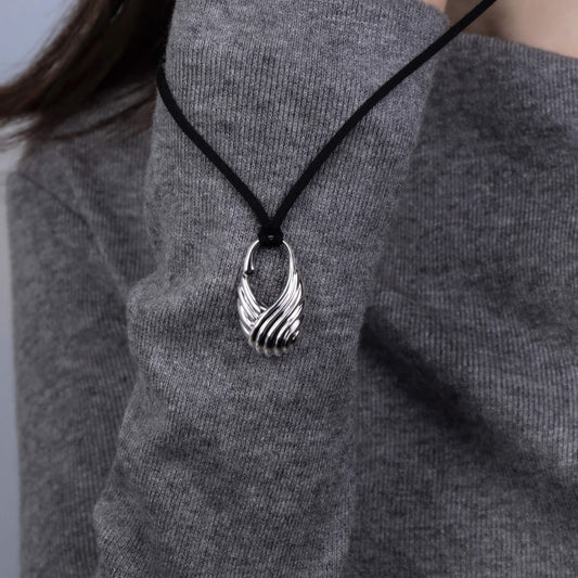 Swan Feather Leather Rope Pendant Necklace