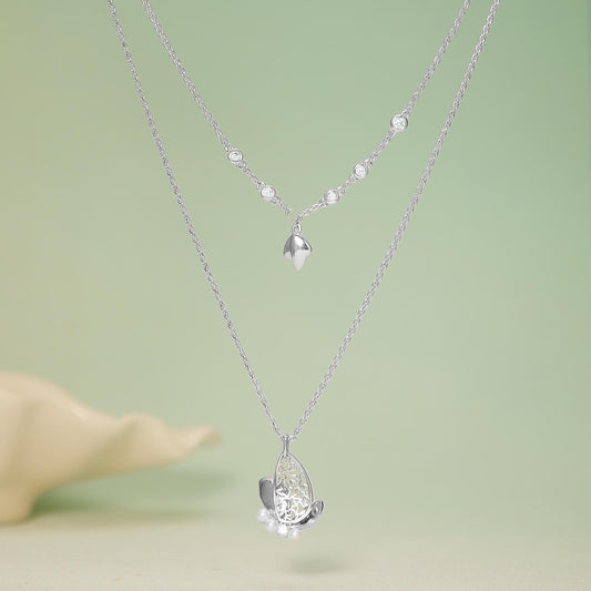 Butterfly Pearls Double Pendant Necklace