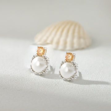 Crafted Pearl Stud Earrings